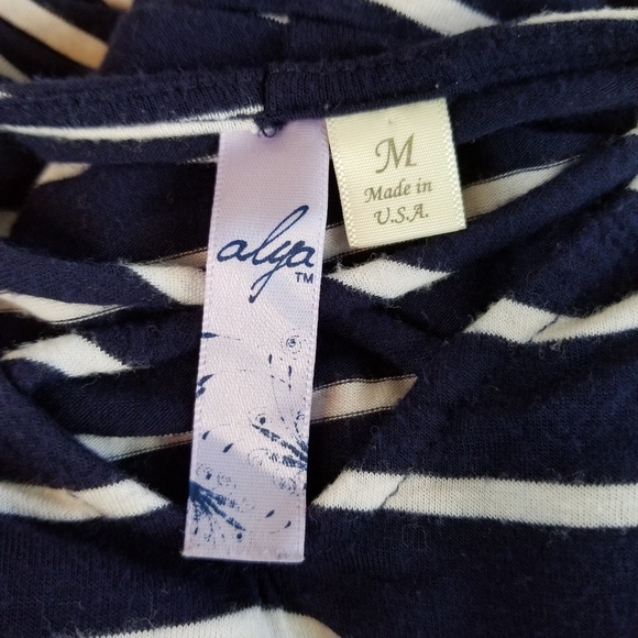 Francesca's Alya Striped Criss Cross Neck Top - Picture 5 of 6